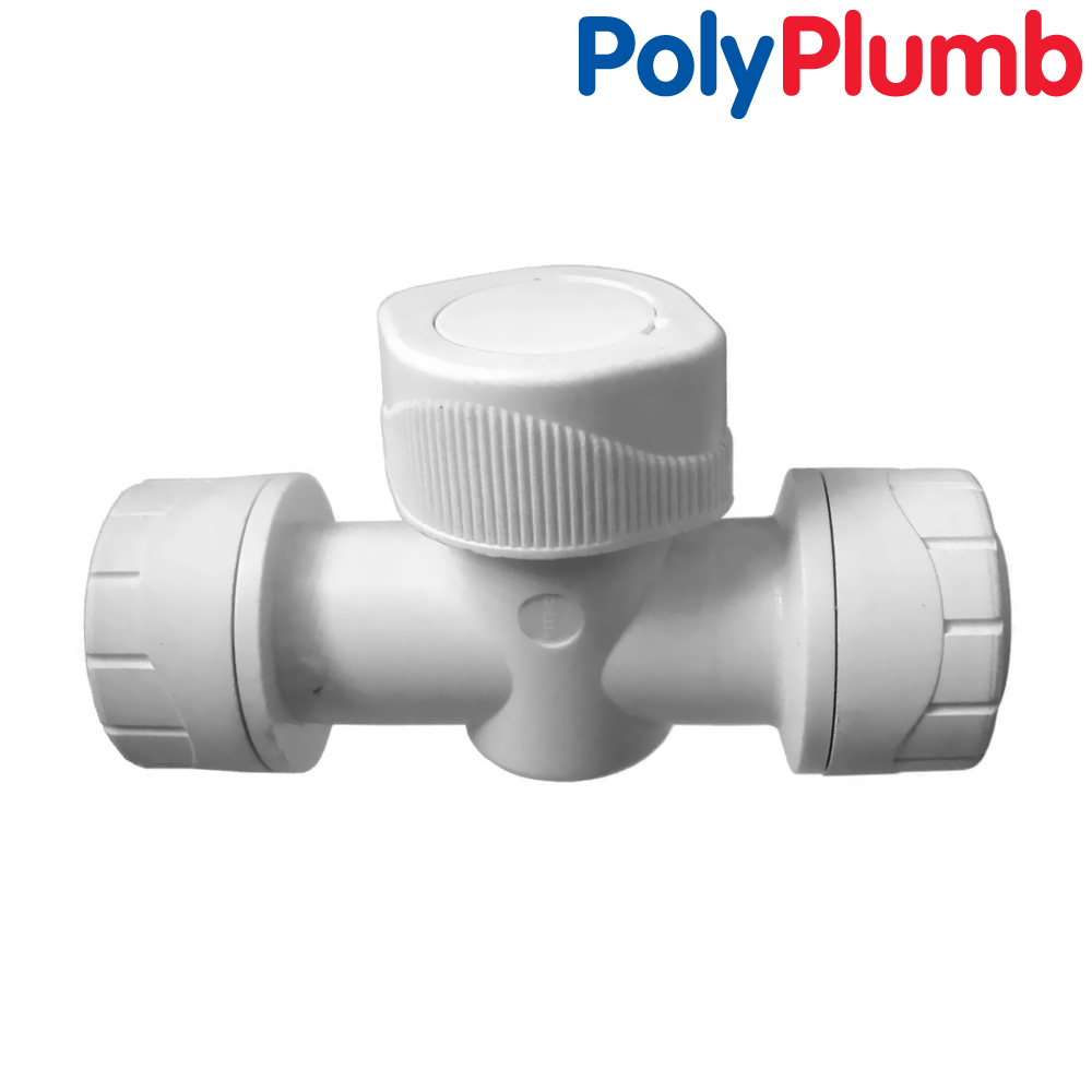 Polyplumb 15mm Shut Off Valve White Push Fit SNH Tradecentre