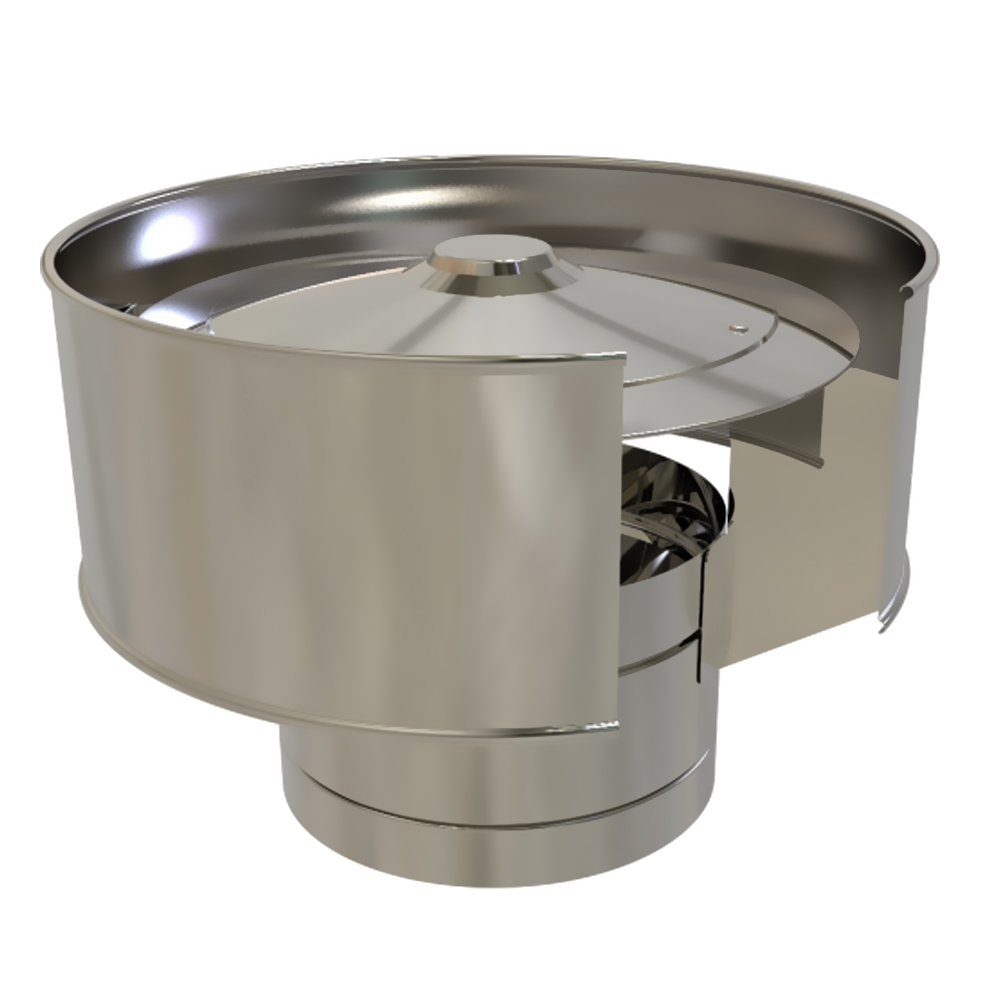 TWPro 150mm Twin Wall Insulated AntiWind Cowl Stainless Steel