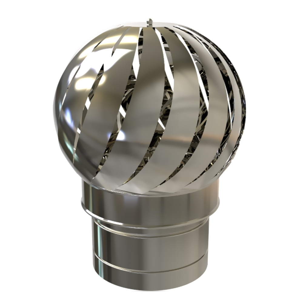 TWPro 150mm Twin Wall Insulated Rotating Spinning Cowl Stainless Steel