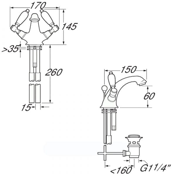 Deva GE04-501 Georgian Gold Lever Mono Basin Mixer Taps