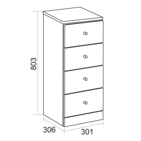 Elation Ikoma 300mm 4 Drawer Unit Gloss White