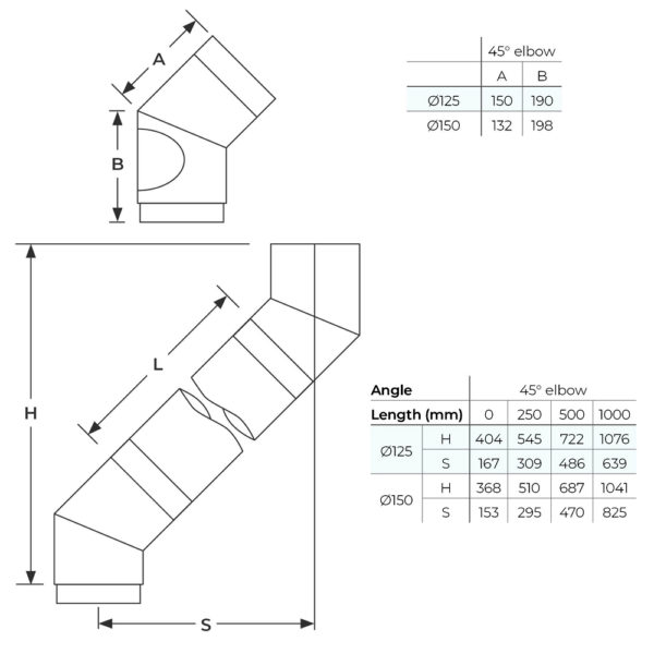 150mm Vitreous Enamel 45 Degree Elbow with Door - Image 3
