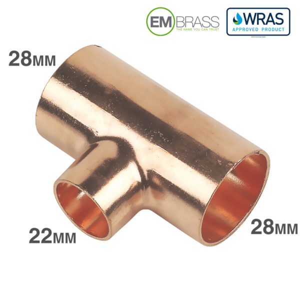Reducing Tee 28x28x22mm End Feed - Image 4