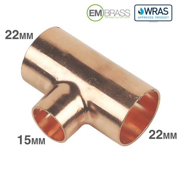 Reducing Tee 22x22x15mm End Feed - Image 3