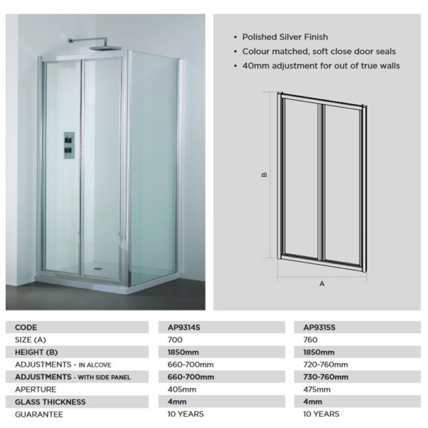 April Destini 1000mm Bifold Door