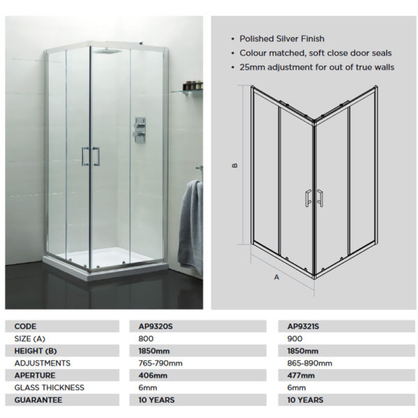 April Destini 900mm Corner Entry Door