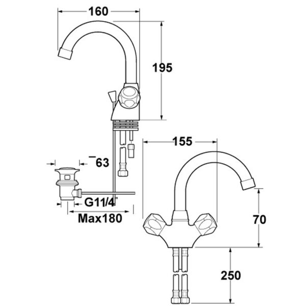 Deva DCM113SW Profile Mono Basin Mixer - Image 2