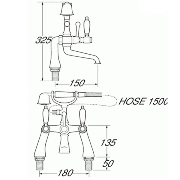 Deva GE03 Georgian Chrome Lever Bath Shower Mixer