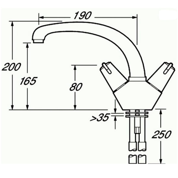 Deva DLT104 Lever Action Mono Sink Mixer Swivel Spout