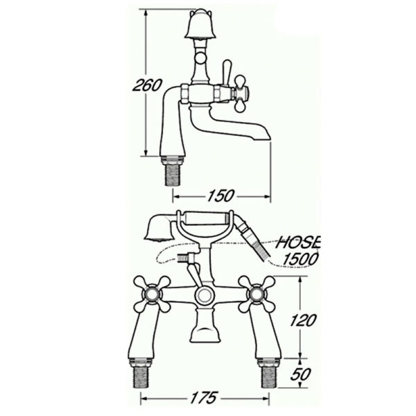 Deva TUD03-501 Tudor Gold Bath Shower Mixer Tap - Image 2