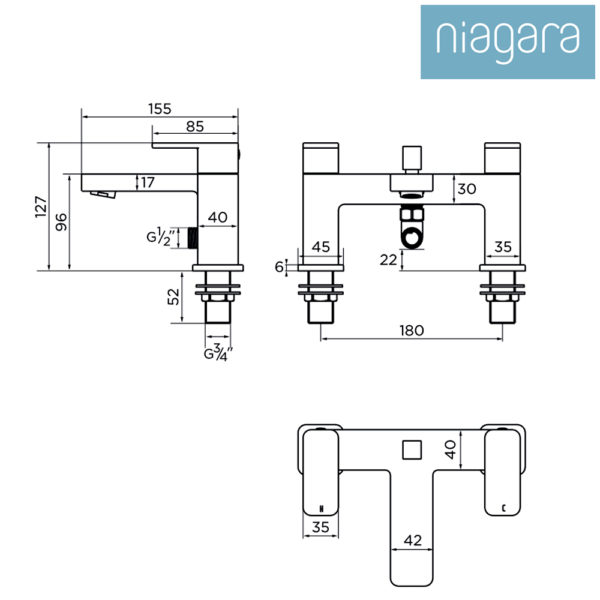 Niagara Hadley Bath Shower Mixer - Image 4