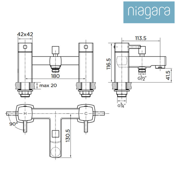 Niagara Holborn Bath Shower Mixer - Image 3