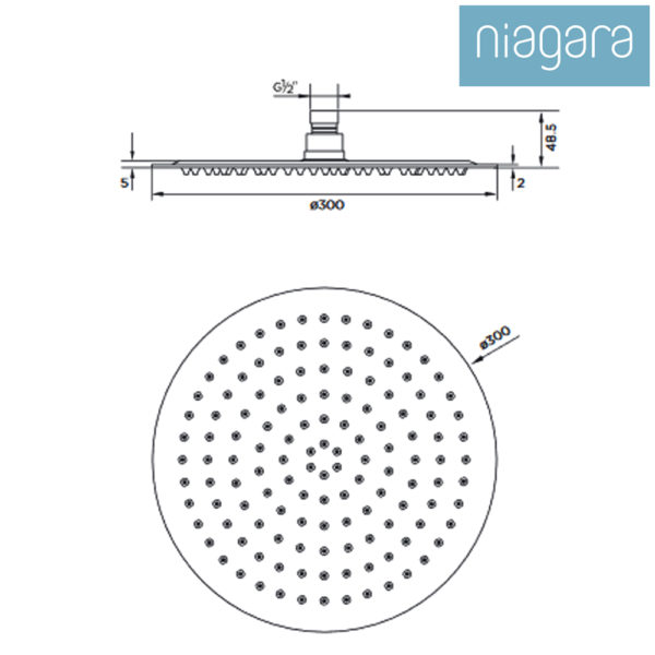 Niagara Equate Round Slimline Shower Head 12inch 300mm - Image 3