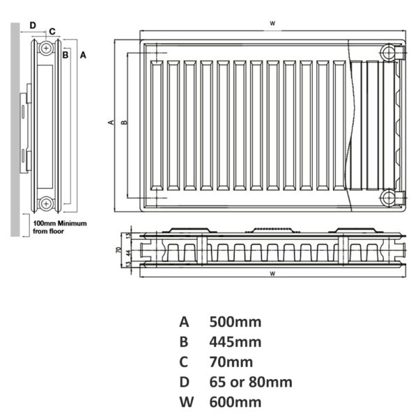 K Rad 500H x 600W P+ DPSC Radiator - Image 3
