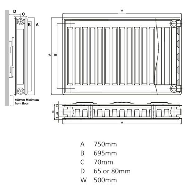 K Rad 750H x 500W P+ DPSC Radiator - Image 2