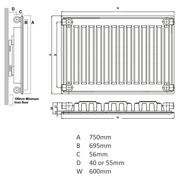 K Rad 750H x 600W K1 SC Radiator - Image 3