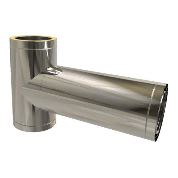 TWPro 125mm Twin Wall Insulated Long 90 Degree Tee Stainless Steel