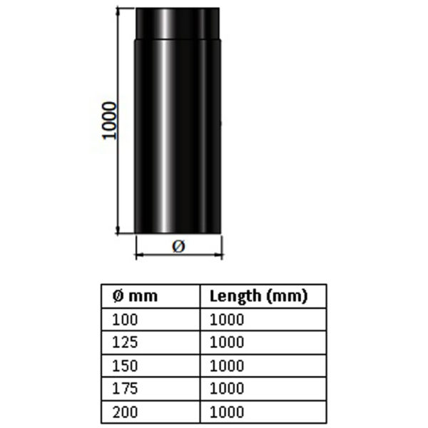 100mm Vitreous Enamel Flue Pipe 1000mm Long - Image 2