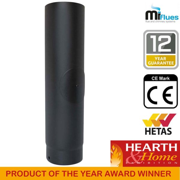 125mm Vitreous Enamel Flue Pipe with Door 500mm Length - Image 3
