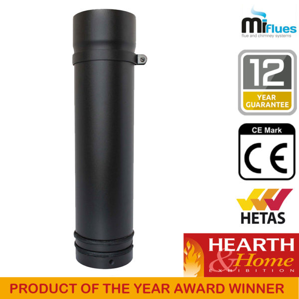 150mm Vitreous Enamel Adjustable Flue Pipe 500mm 1 Part - Image 2