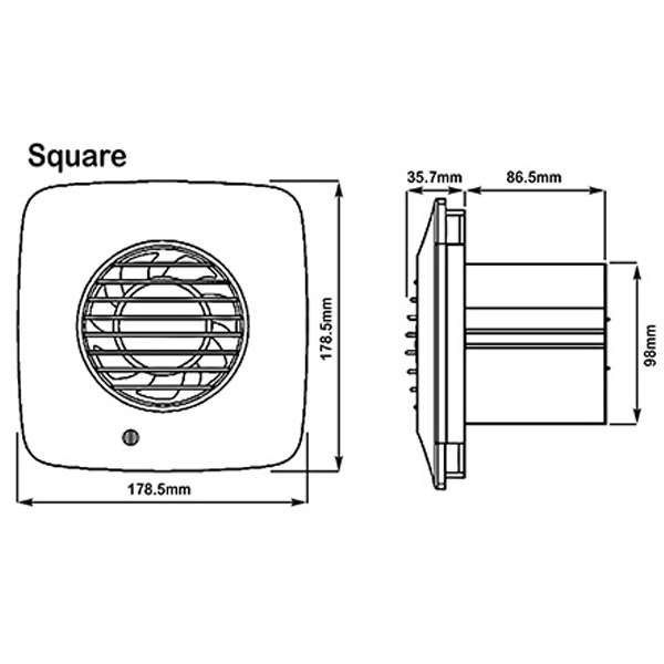 Xpelair 93025AW Simply Silent DX100S Standard Square