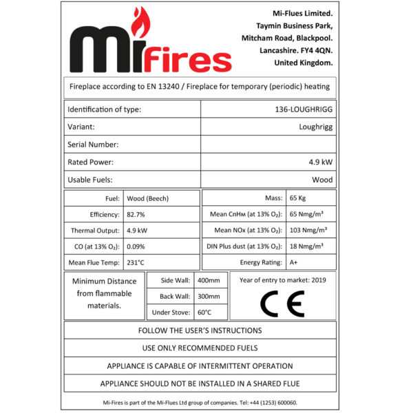 Mi Fires Loughrigg Wood Stove 5KW ECO-Design