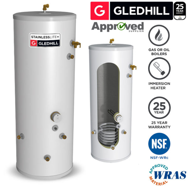 Gledhill Stainless Lite Plus IND120 Indirect Unvented Cylinder Stainless Steel - Image 3