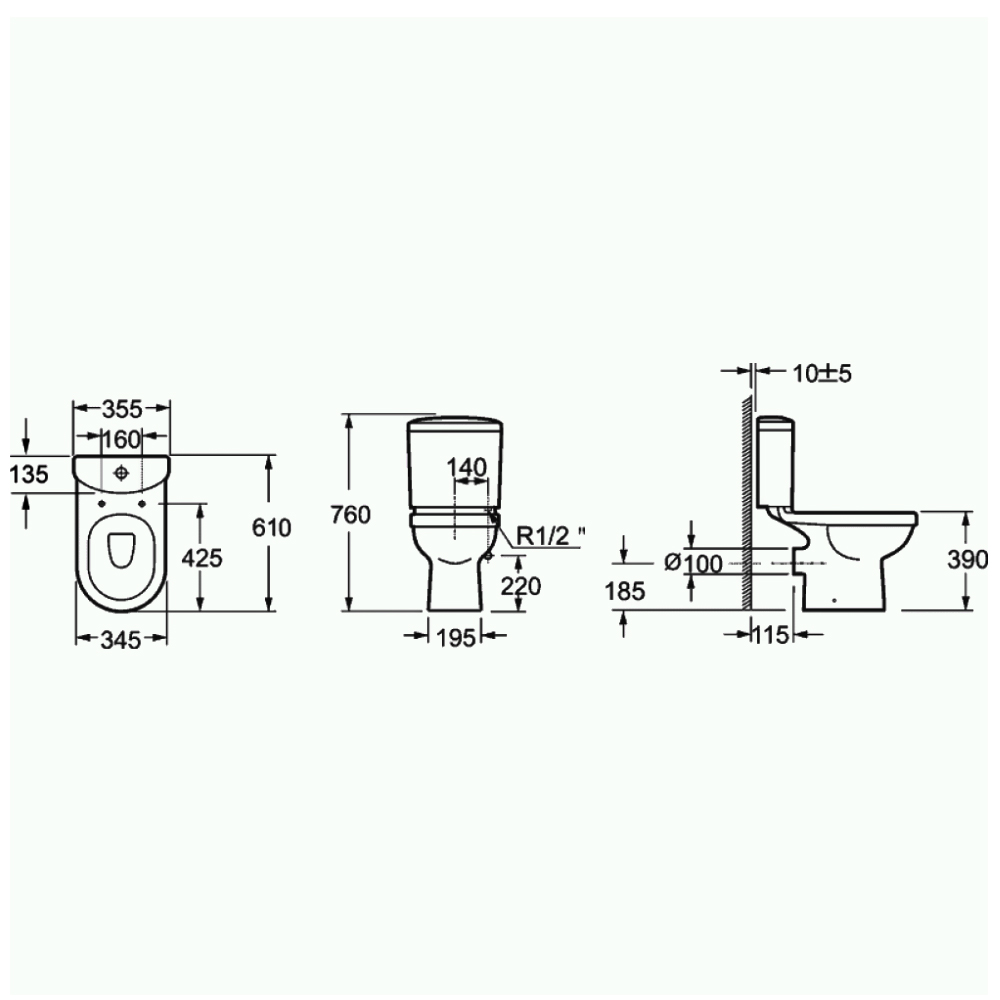 Imex Ivo Close Coupled Toilet With Seat Option with Soft Close Seat