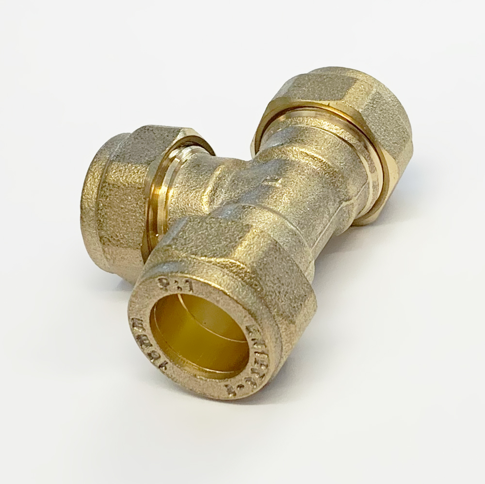 12mm OD Metric Brass Compression Tee — COPPERTUBINGSALES