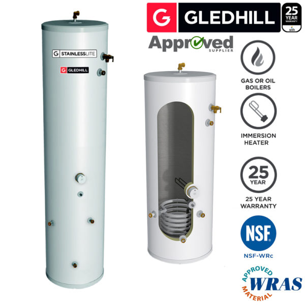Gledhill Stainless lite Plus Slimline IND150-SL Indirect Unvented Cylinder - Image 2