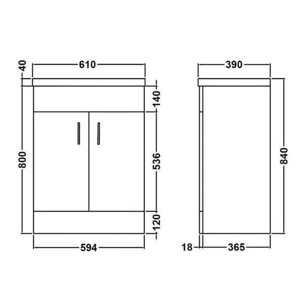 Nuie Eden 600mm Minimalist Vanity Unit - Image 2
