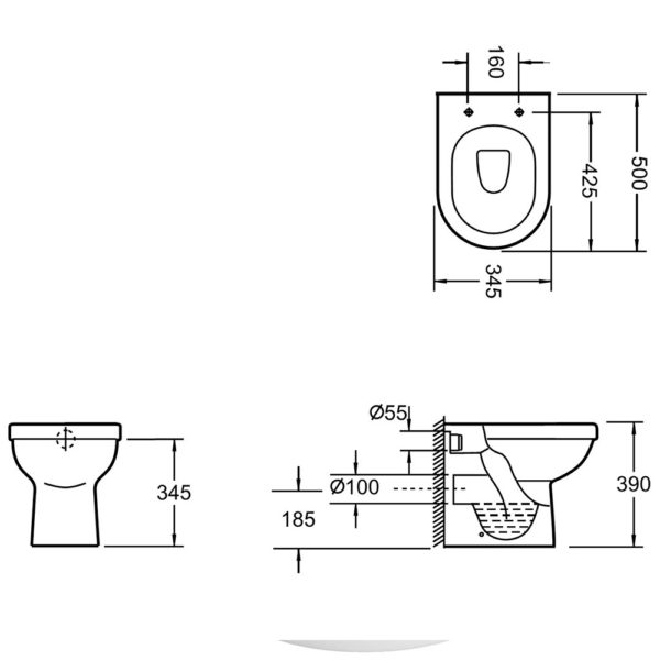 Imex Ivo Back To Wall Pan With Seat Option - Image 4