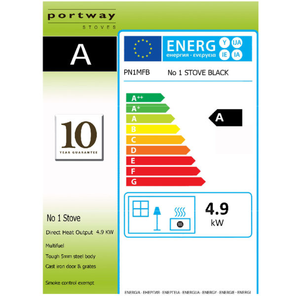 Portway 1 Contemporary Multifuel Stove With High Legs - Image 3