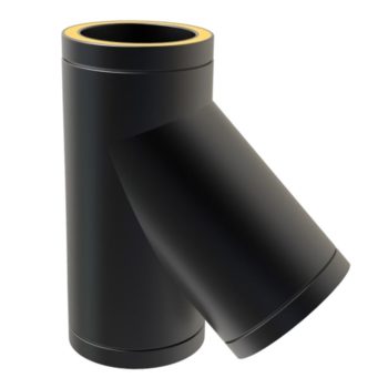 TWPro 125mm Twin Wall Insulated 135 Degree Tee Matt Black KW