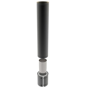 TWPro 125mm Twin Wall Insulated Connecting Pipe Length 1000mm Matt Black KW