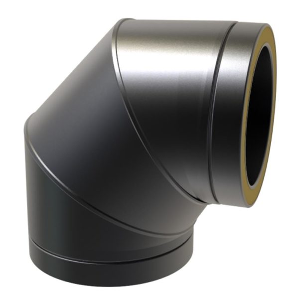 TWPro 125mm Twin Wall Insulated 90 Degree Bend Matt Black KW