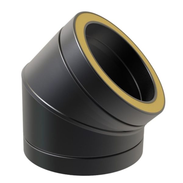 TWPro 125mm Twin Wall Insulated 45 Degree Bend Matt Black KW