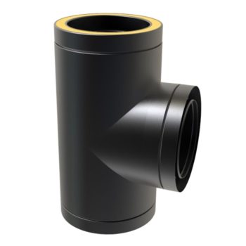 TWPro 125mm Twin Wall Insulated 90 Degree Tee Matt Black KW