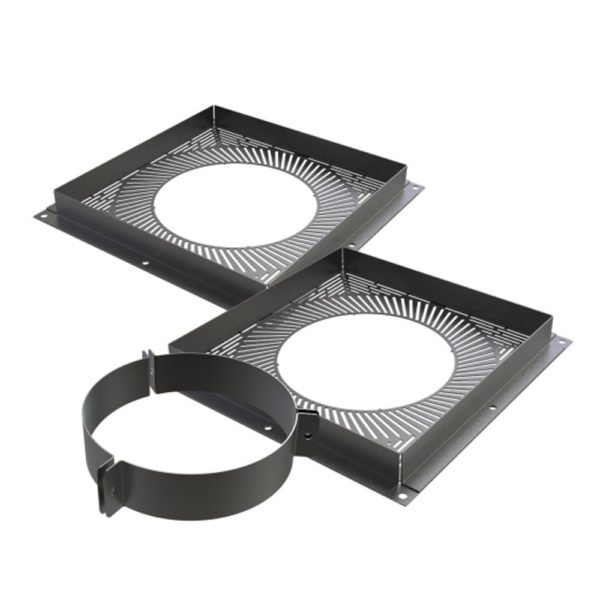 TWPro 125mm Twin Wall Ventilated Firestop Support Kit Matt Black KW