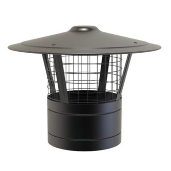 TWPro 125mm Twin Wall Insulated Rain Cap With Mesh Matt Black KW