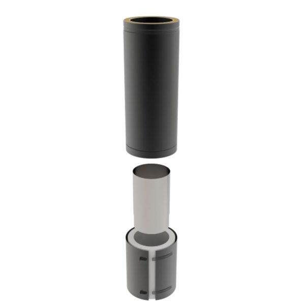 TWPro 150mm Twin Wall Insulated Connecting Pipe Length 500mm Matt Black KW