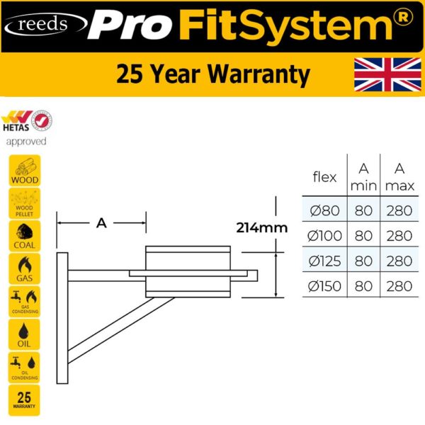 TWPro 150mm Twin Wall 80-280mm Adjustable Base Support 125mm Stainless Steel - Image 2