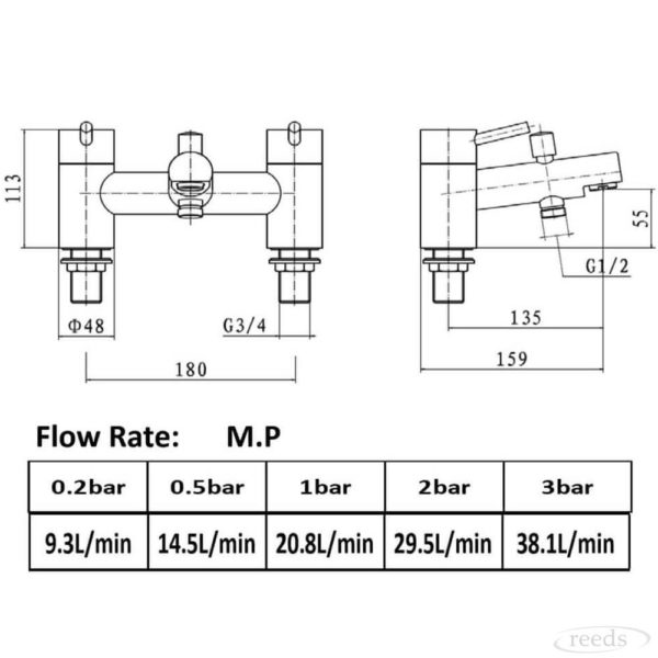 Kartell K-Vit Plan Bath Shower Mixer - Image 2