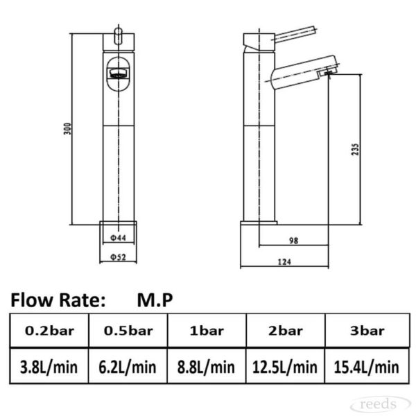 Kartell K-Vit Plan Hi Rise Mono Basin Mixer - Image 2