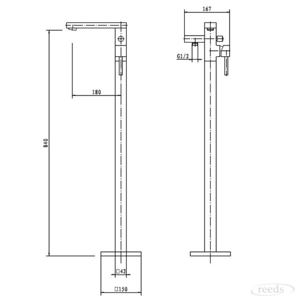 Kartell K-Vit Pure Free Standing Bath Shower Mixer - Image 2