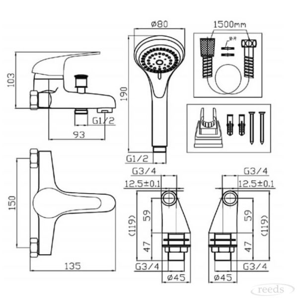 Kartell K-Vit G4K Bath Shower Mixer - Image 2