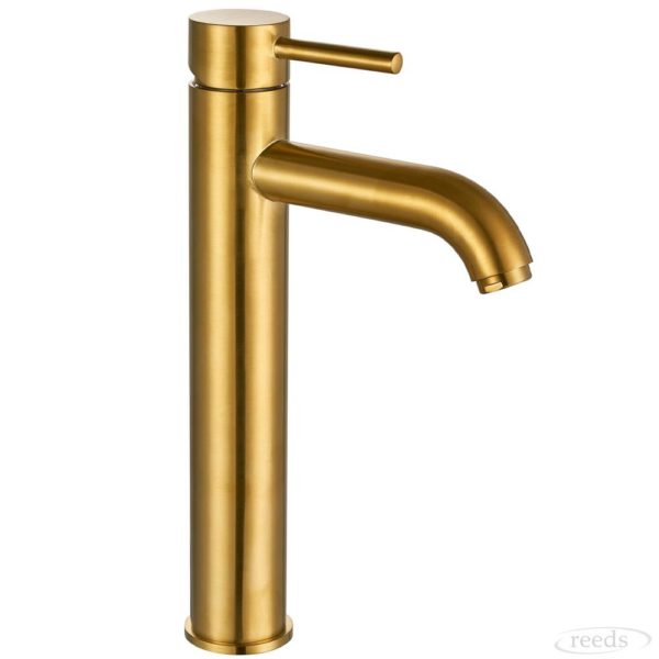 Kartell K-Vit Ottone Hi-Rise Mono Basin Mixer Brushed Brass