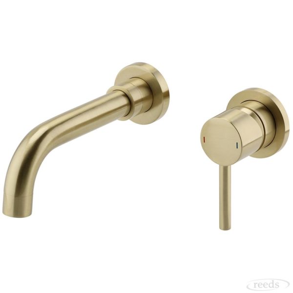 Kartell K-Vit Ottone Wall Mounted Basin Mixer Brushed Brass