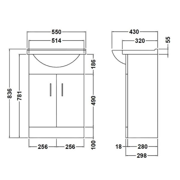 Nuie Mayford 550mm Vanity Unit White - Image 2