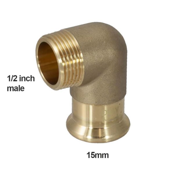 PEGASUS Press Fit 15mm x 1/2" Male Iron Elbow - Image 2